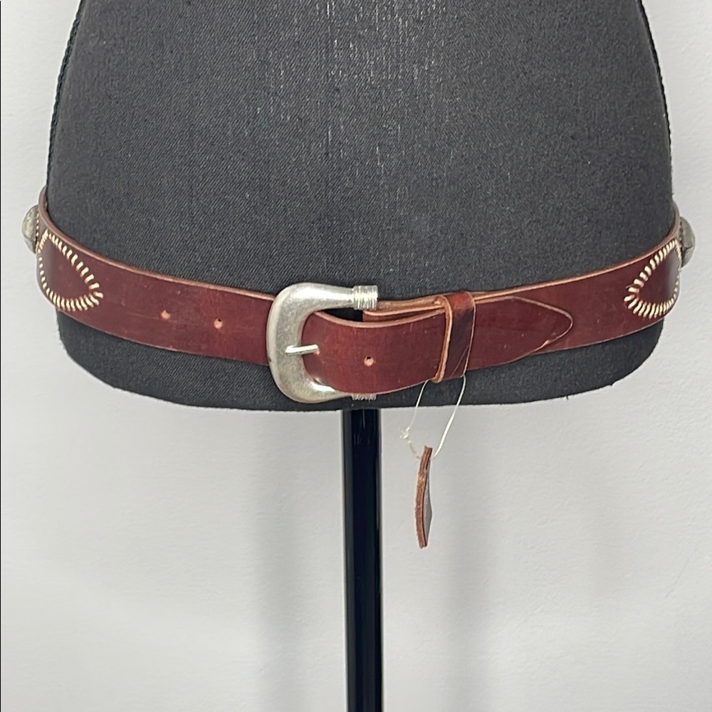 NEW Brown Italian Leather Belt with Silver Buckle - Picture 3 of 7
